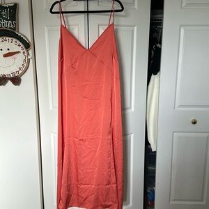 Coral H&M silk maxi dress